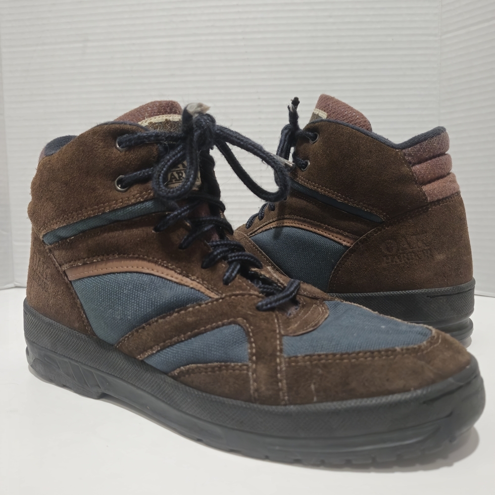Oak Harbor Men's Brown Suede Leather Blue High-Top Hiking Boots Shoes Men 8
